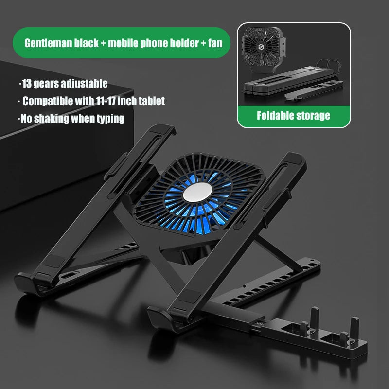 Foldable Laptop tablet Stand With Cooling Fan Heat Dissipation For Desktop MacBook