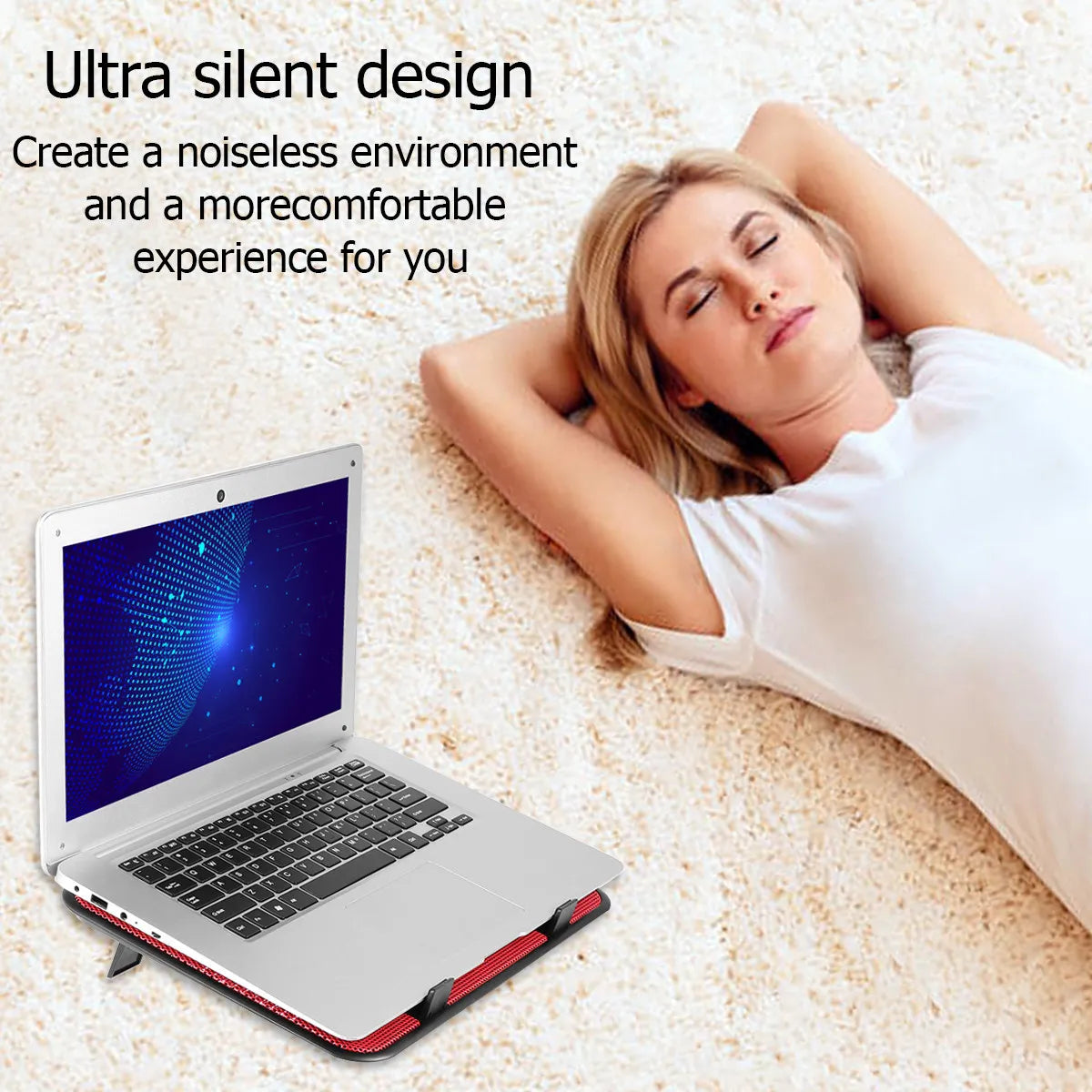 14 Inch Notebook Cooler Dual Fan USB Slim Stand Laptop Cooling Pad