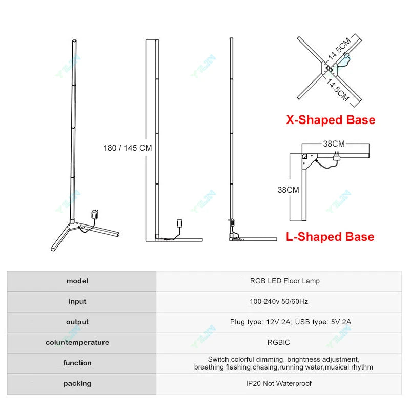 Upgrade 145/180CM Smart Floor Lamp RGBIC Tuya