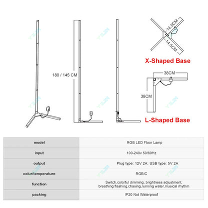 Upgrade 145/180CM Smart Floor Lamp RGBIC Tuya