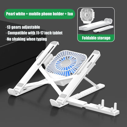 Foldable Laptop tablet Stand With Cooling Fan Heat Dissipation For Desktop MacBook
