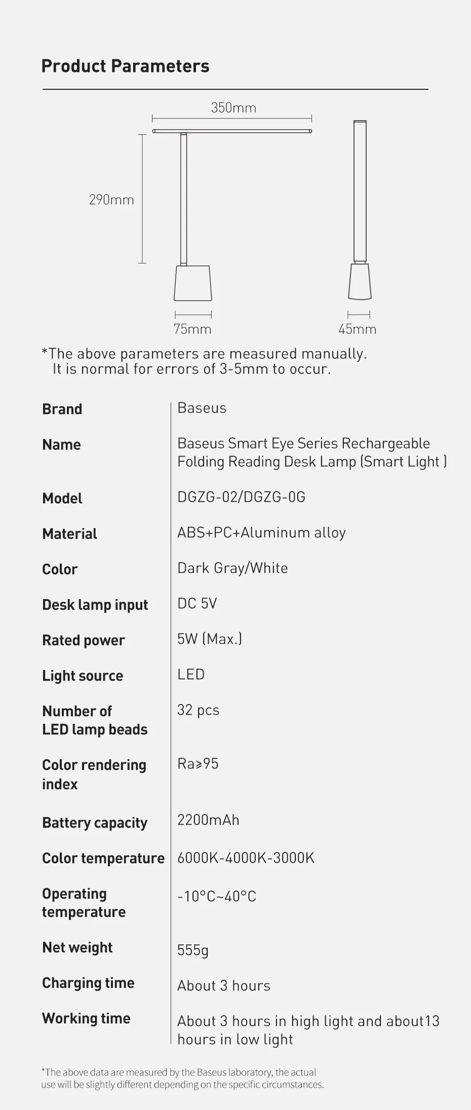 LED Desk Lamp Eye  Dimmable Office Light Foldable Table Lamp