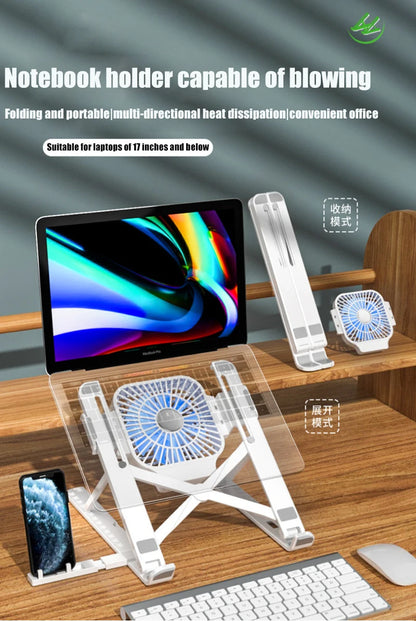 Foldable Laptop tablet Stand With Cooling Fan Heat Dissipation For Desktop MacBook