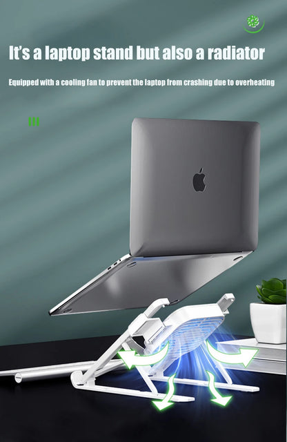 Foldable Laptop tablet Stand With Cooling Fan Heat Dissipation For Desktop MacBook