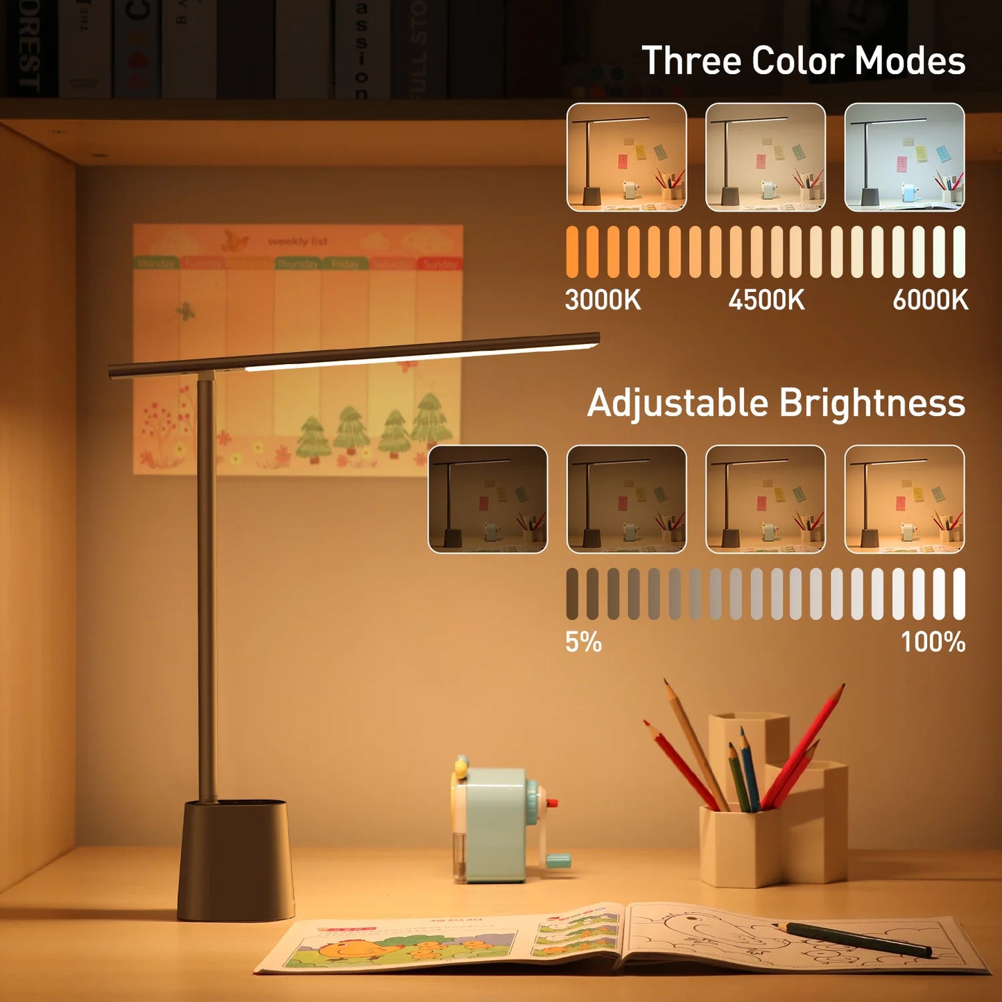 LED Desk Lamp Eye  Dimmable Office Light Foldable Table Lamp