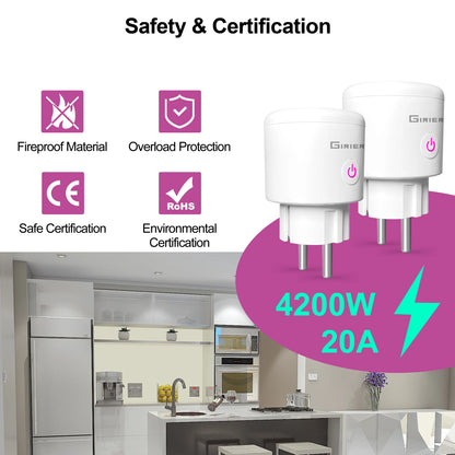 20A Tuya WiFi/ZigBee Smart Plug EU with Power Monitor
