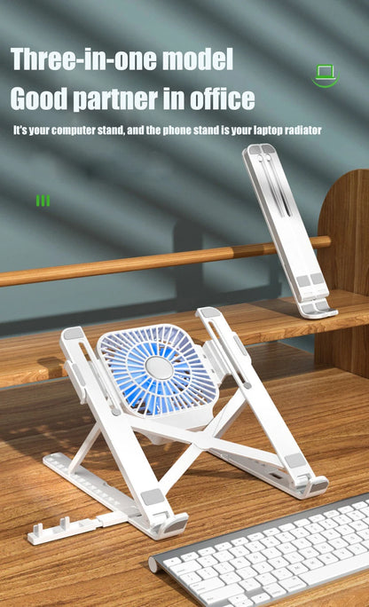 Foldable Laptop tablet Stand With Cooling Fan Heat Dissipation For Desktop MacBook