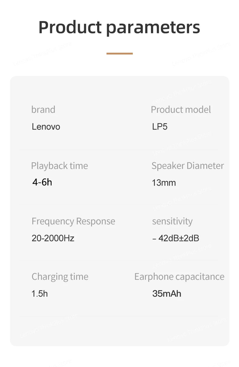 Original Lenovo LP5 TWS Wireless Bluetooth Earphone