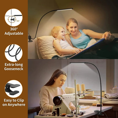 LED Desk Lamp with Clamp Dimmable