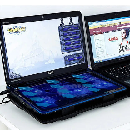 Genuine 5 Fan 2 USB Laptop Cooler Cooling Pad Base LED Notebook Computer Cooler