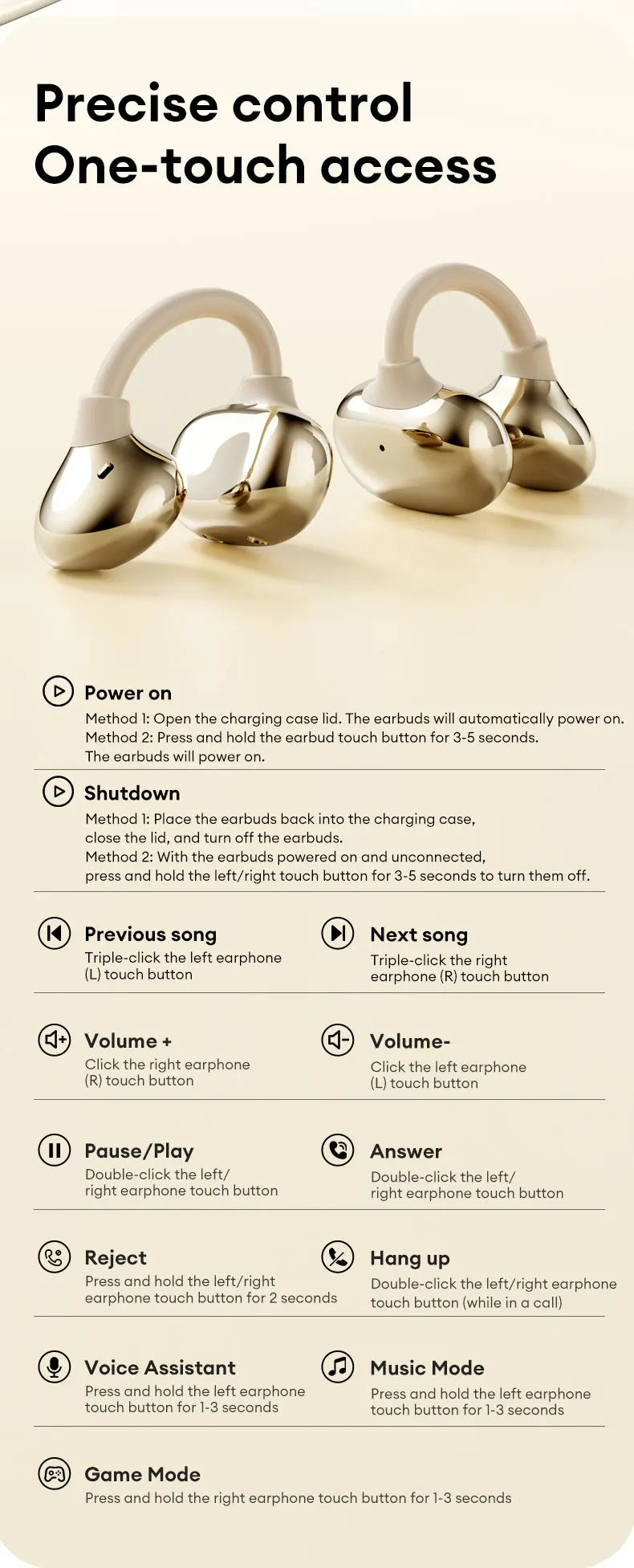 Lenovo RS106 OWS Ear Clip Bluetooth 6.0 Earphones