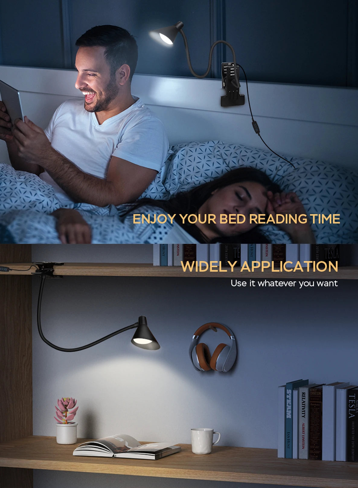 Reading Light, USB Clamp Lamp for ChildReading Book in Bed at Night