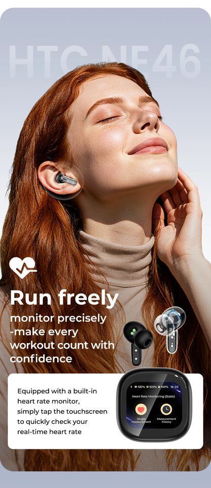 HTC NE46 TWS Earbuds BT 6.0 Heart Rate Monitoring Earbuds