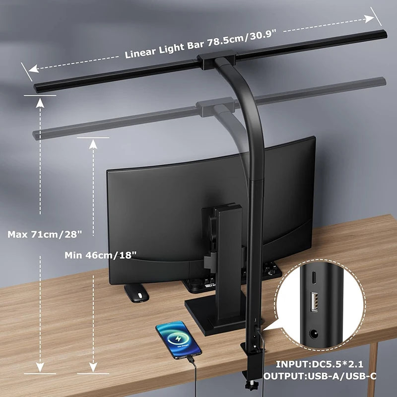 Double Single Head Dimmable LED Clip Desk Lamp