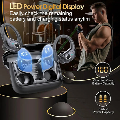 TWS Sports Earbuds Bluetooth Wireless Headphones LED Touch Hands-free Earphone