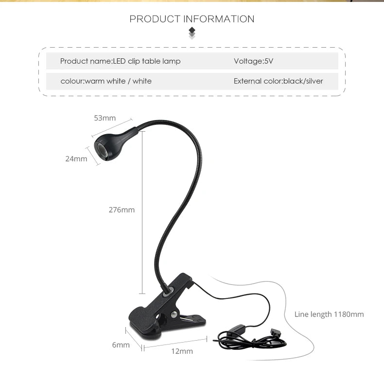 Flexible Table Lamp USB Power Lamp