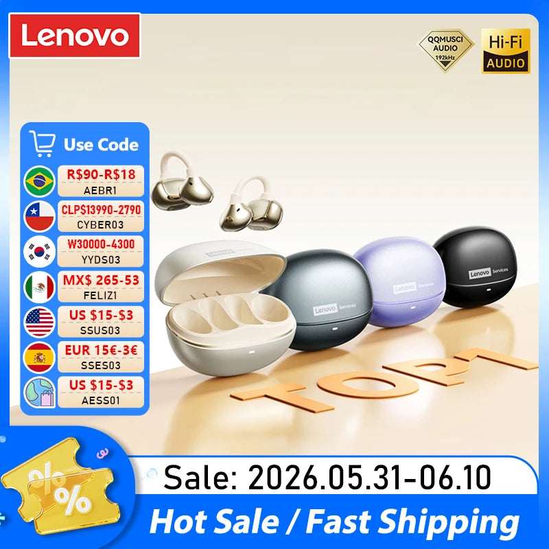 Lenovo RS106 OWS Ear Clip Bluetooth 6.0 Earphones