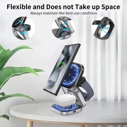 3 In 1 Foldable Fast Magnetic Wireless Charger Stand