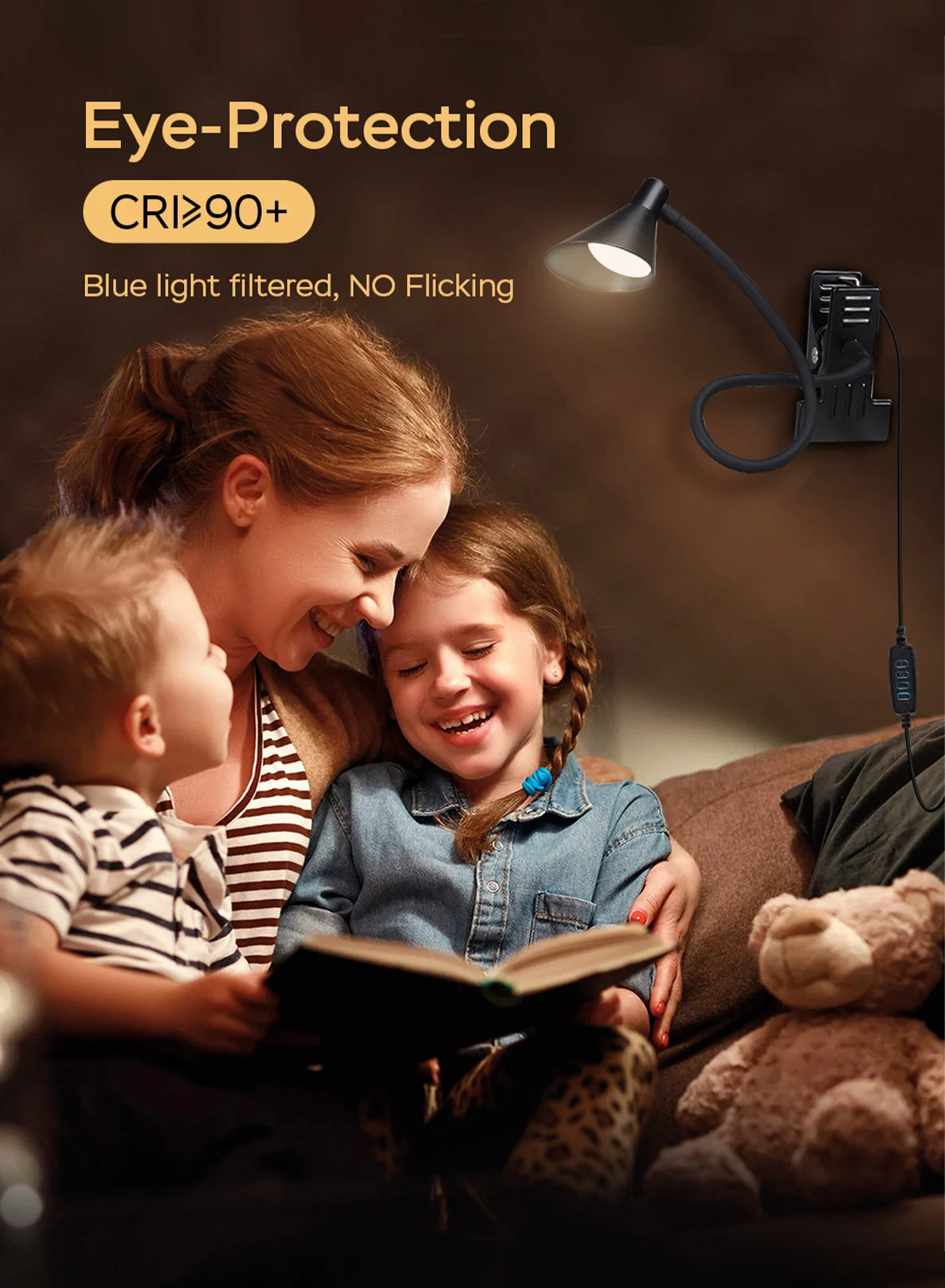 Reading Light, USB Clamp Lamp for ChildReading Book in Bed at Night