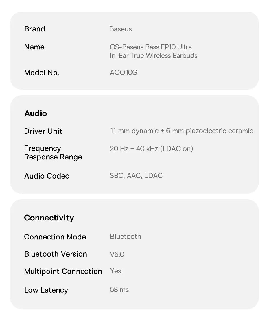 Baseus Bass EP10 Ultra Wireless Earphones