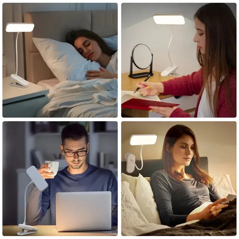 Clip-on LED USB charging desk lamp for college students