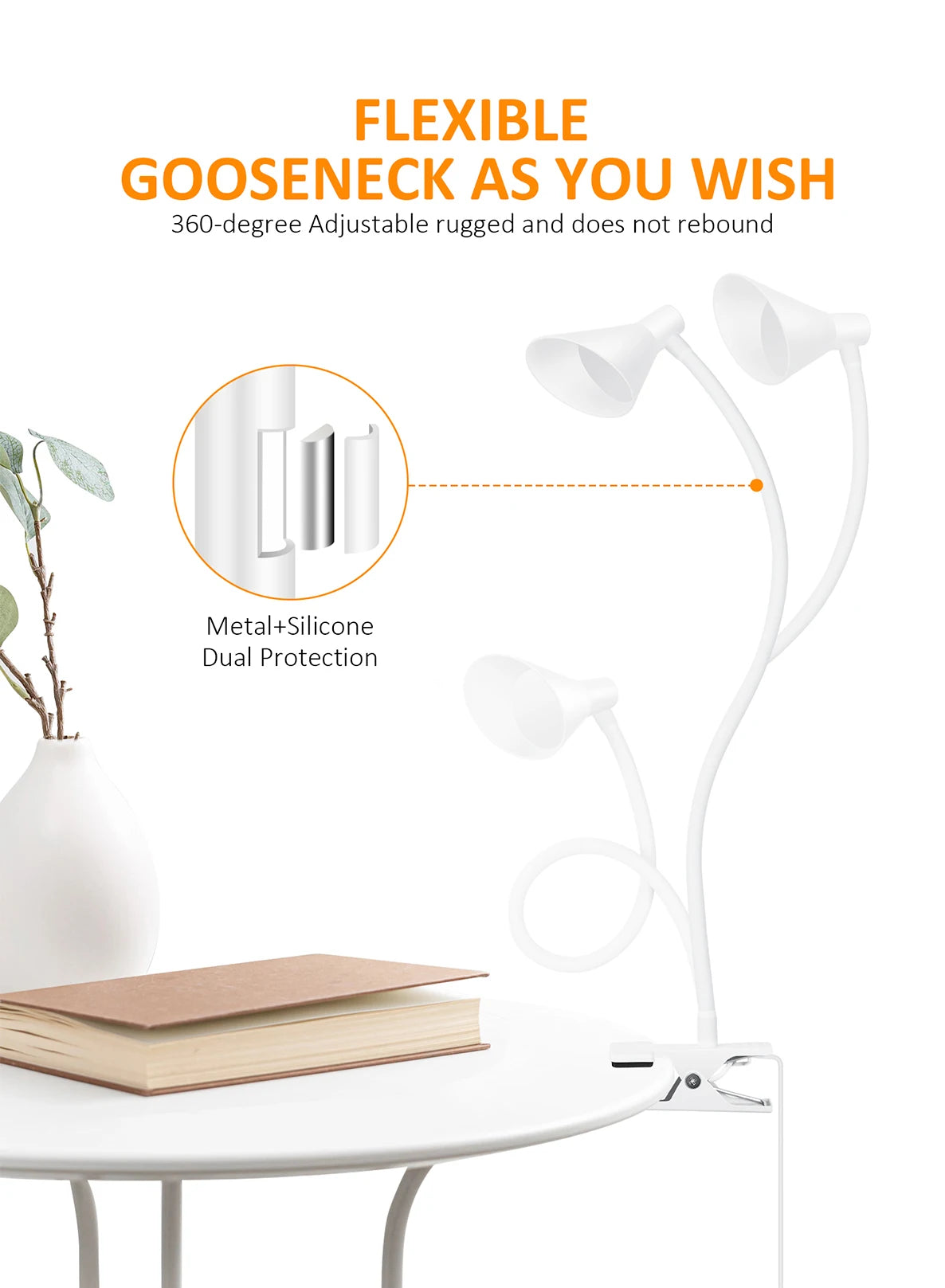 Reading Light, USB Clamp Lamp for ChildReading Book in Bed at Night