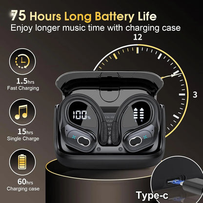 TWS Sports Earbuds Bluetooth Wireless Headphones LED Touch Hands-free Earphone