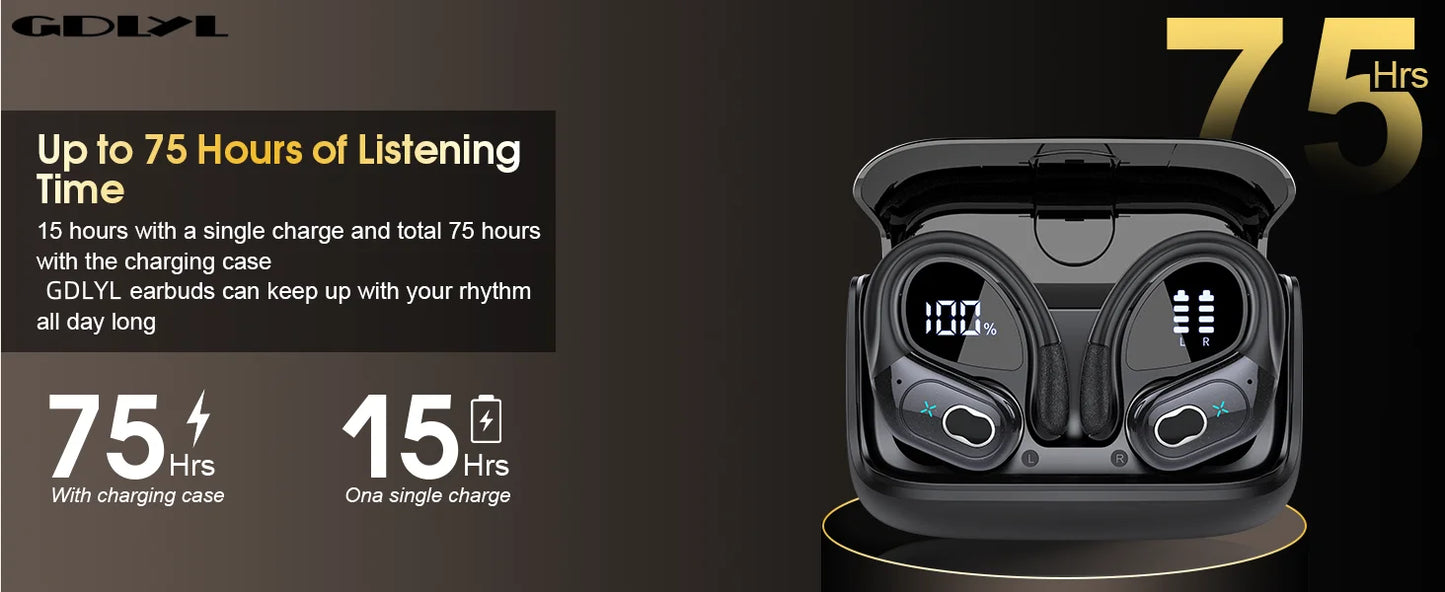 TWS Sports Earbuds Bluetooth Wireless Headphones LED Touch Hands-free Earphone
