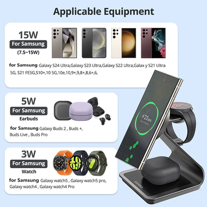 Bonola Magnetic 3 in 1 Wireless Charger Station for Samsung
