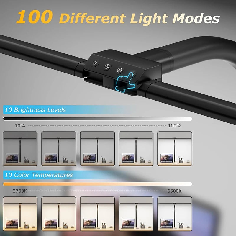 Double Single Head Dimmable LED Clip Desk Lamp