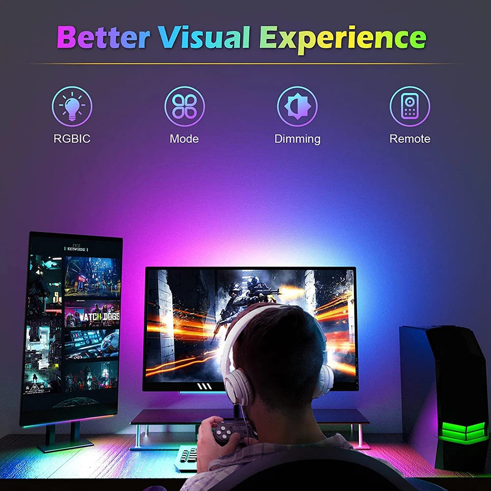 Remote Control Timer Music Sync RGB LED Light Bar