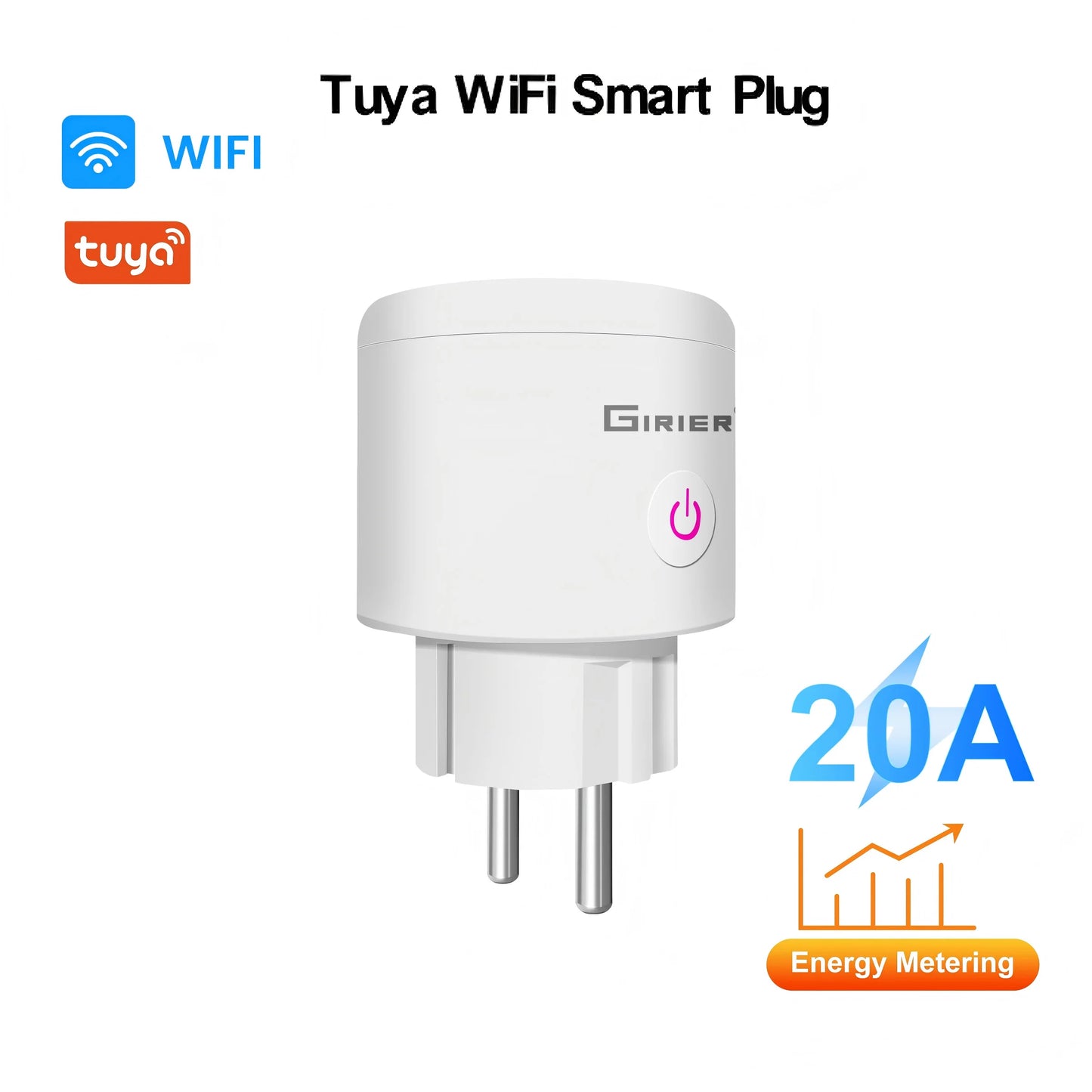 20A Tuya WiFi/ZigBee Smart Plug EU with Power Monitor