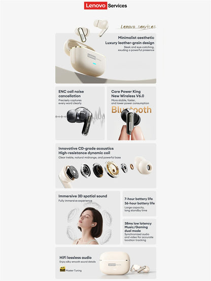 Lenovo LE208 TWS Bluetooth 6.0 Wireless Earbuds