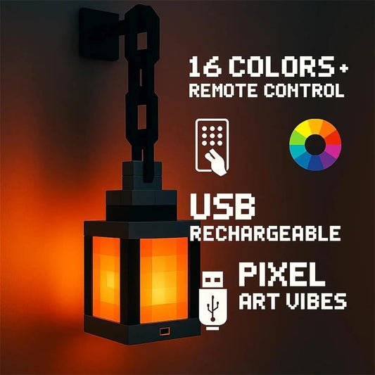 Pixel Style Night Light Portable Lantern Tabletop