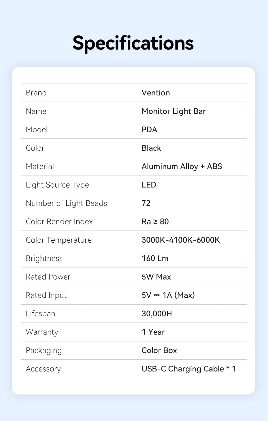 Vention LED Monitor Light Bar PC Laptop Screen Light Bar
