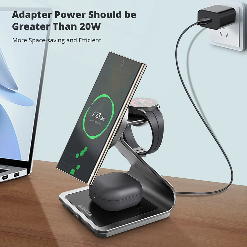 Bonola Magnetic 3 in 1 Wireless Charger Station for Samsung