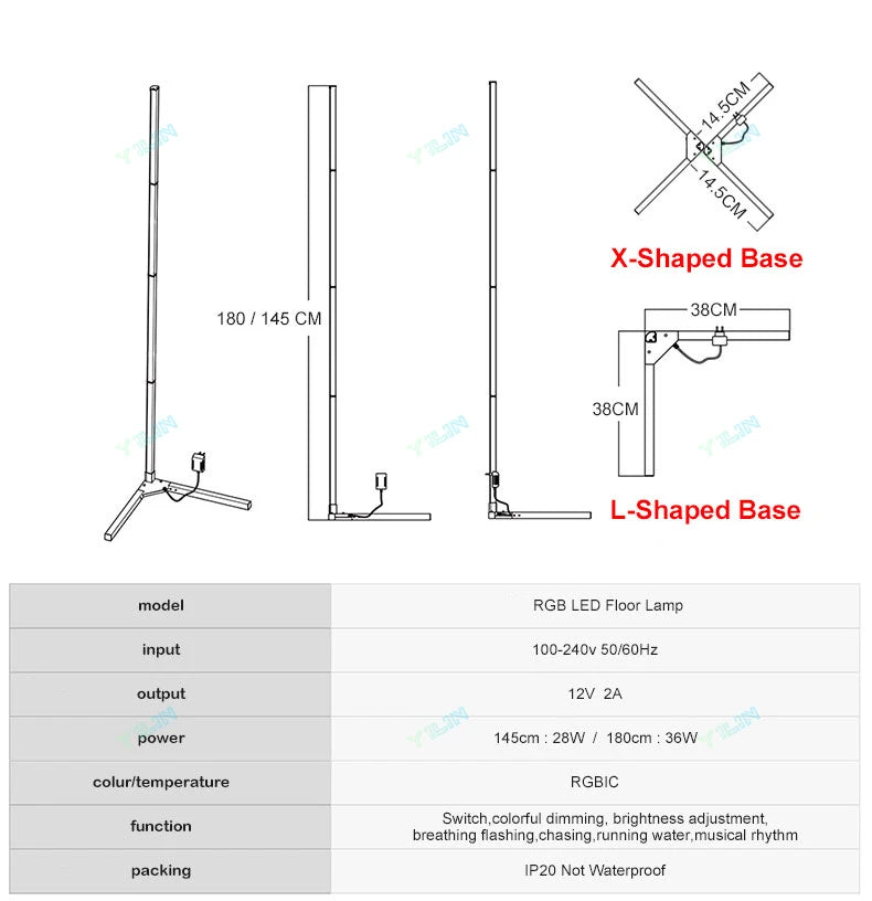 Upgrade 145/180CM Smart Floor Lamp RGBIC Tuya