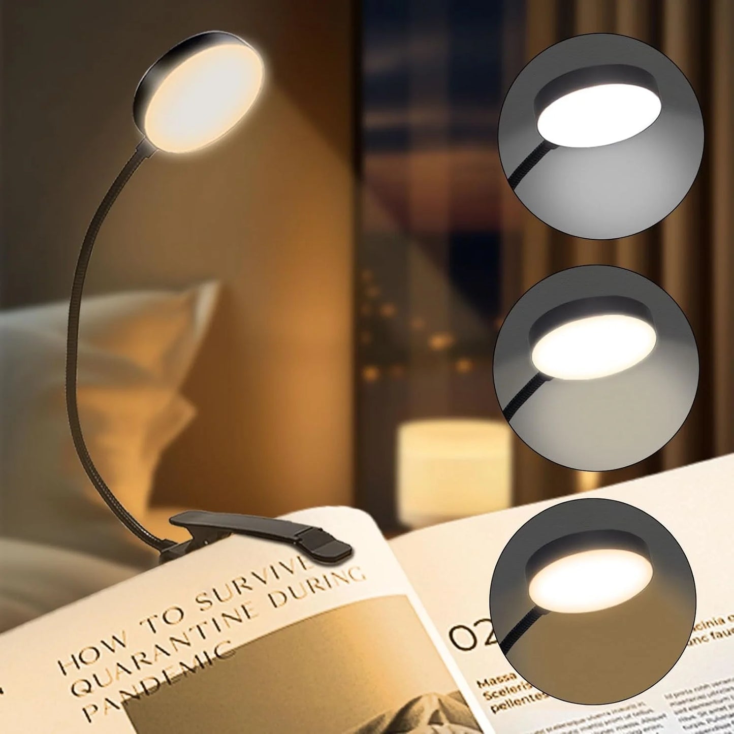 14Leds Book Light USB Rechargeable Reading Light Warm Cool