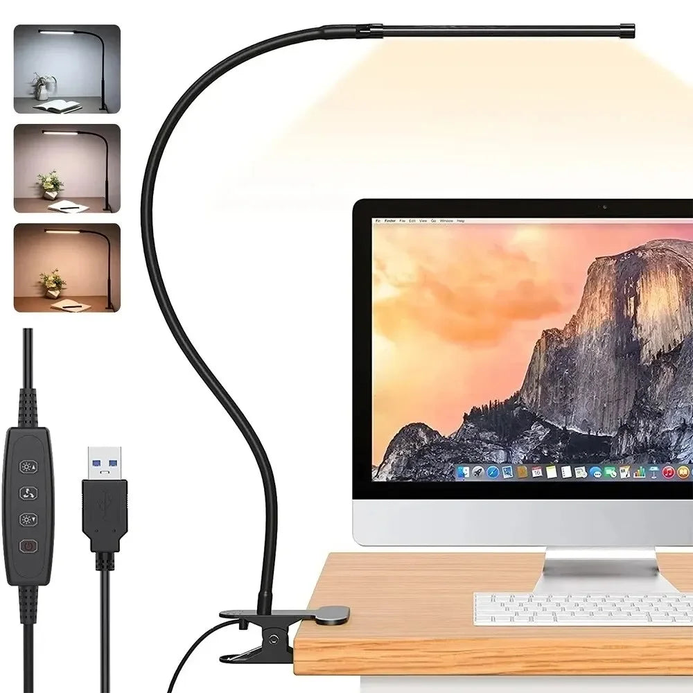 LED Desk Lamp with Clamp Dimmable