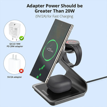 Bonola Magnetic 3 in 1 Wireless Charger Station for Samsung
