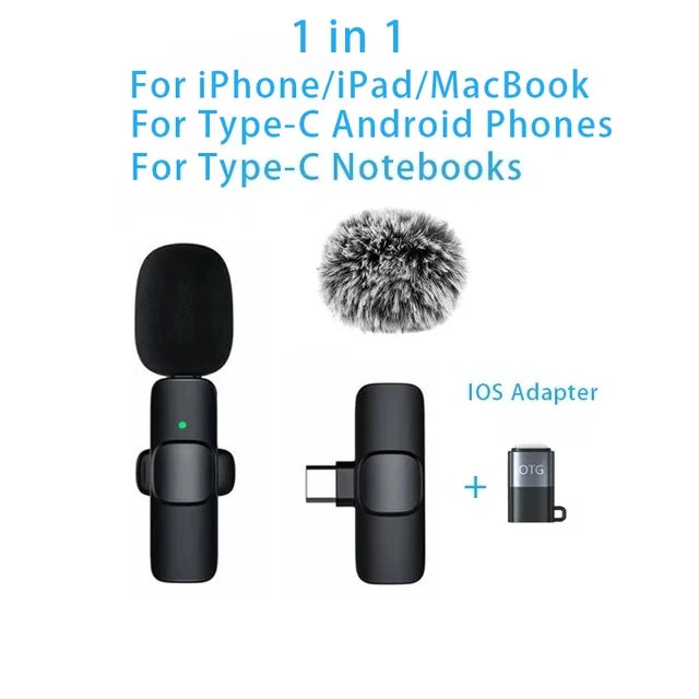 Wireless Lavalier Lapel Microphone for iPhone, iPad, Mini Video Recording