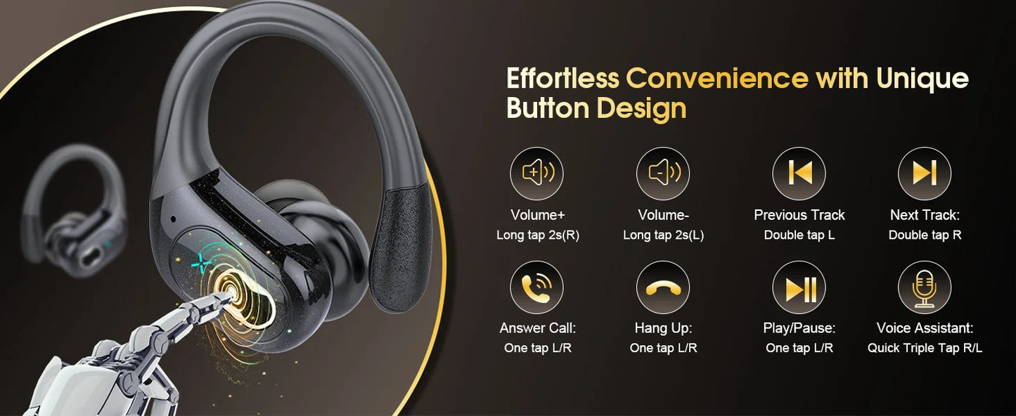 TWS Sports Earbuds Bluetooth Wireless Headphones LED Touch Hands-free Earphone