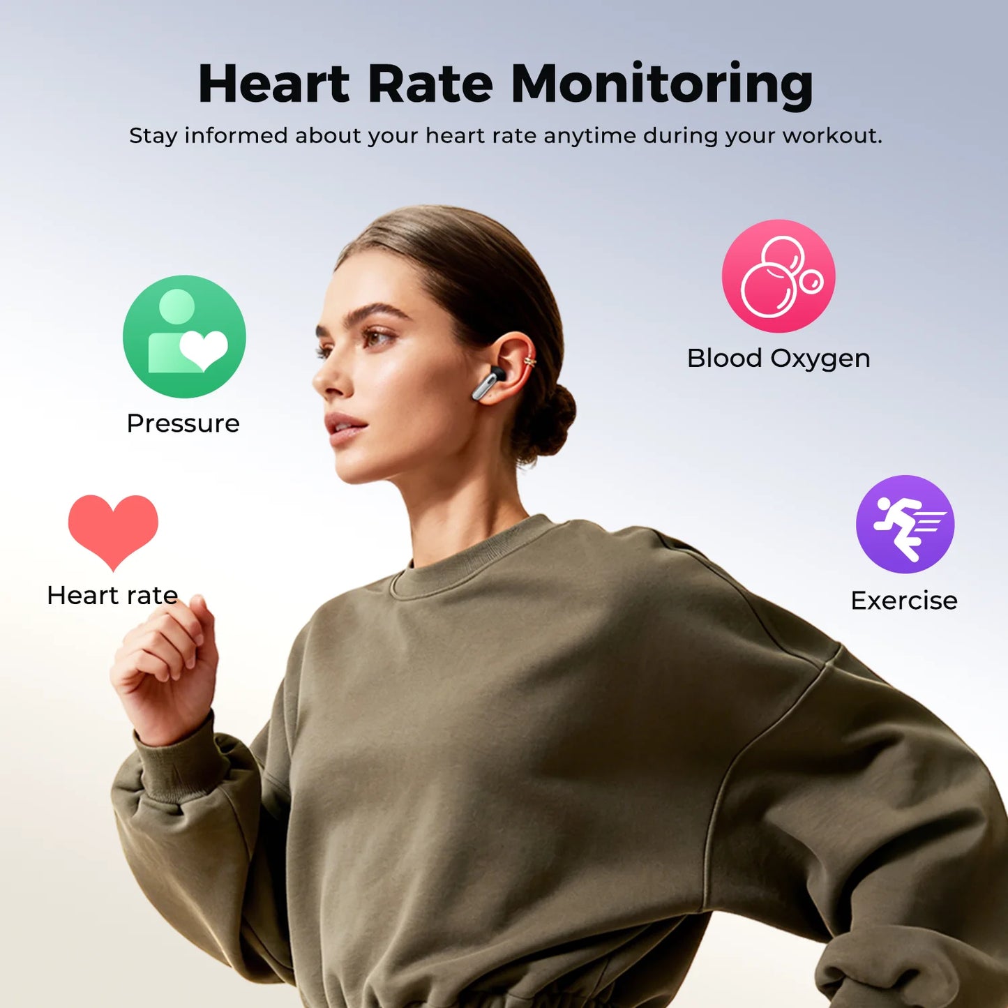 HTC NE46 TWS Earbuds BT 6.0 Heart Rate Monitoring Earbuds