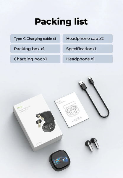 HTC NE46 TWS Earbuds BT 6.0 Heart Rate Monitoring Earbuds