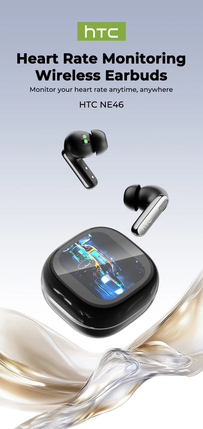 HTC NE46 TWS Earbuds BT 6.0 Heart Rate Monitoring Earbuds