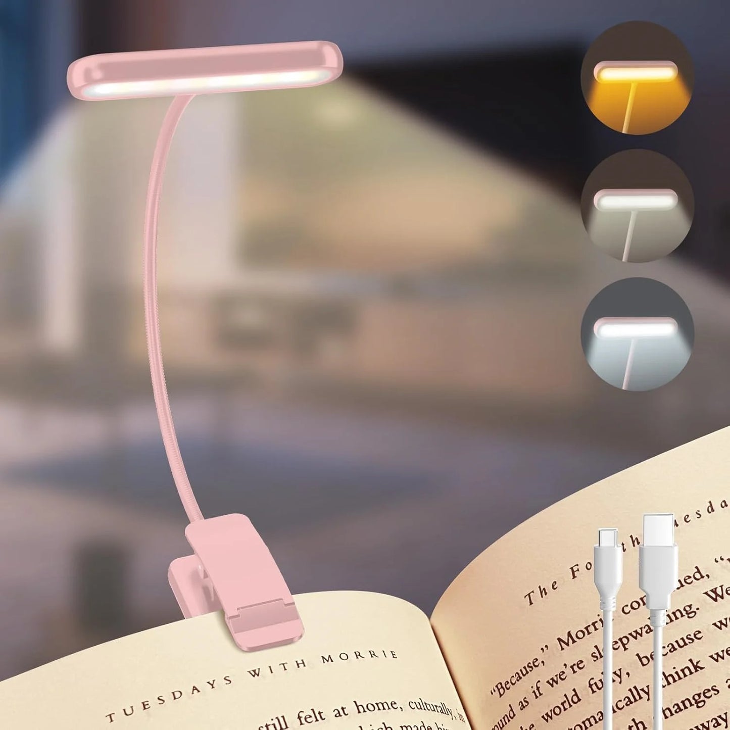 14Leds Book Light USB Rechargeable Reading Light Warm Cool