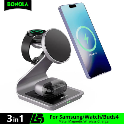 Bonola Magnetic 3 in 1 Wireless Charger Station for Samsung