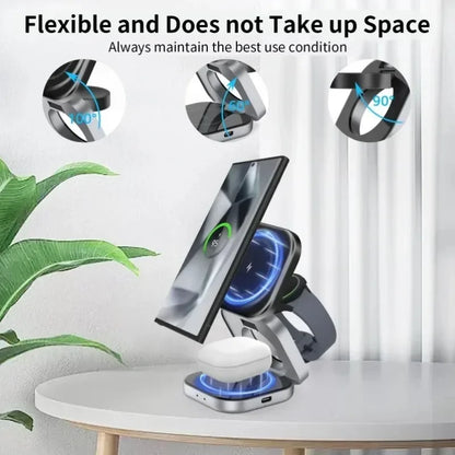 3 In 1 Foldable Fast Magnetic Wireless Charger Stand