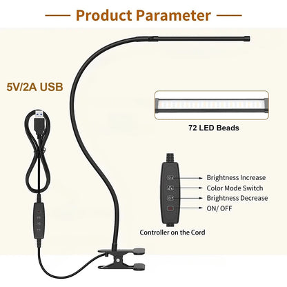 LED Desk Lamp with Clamp Dimmable