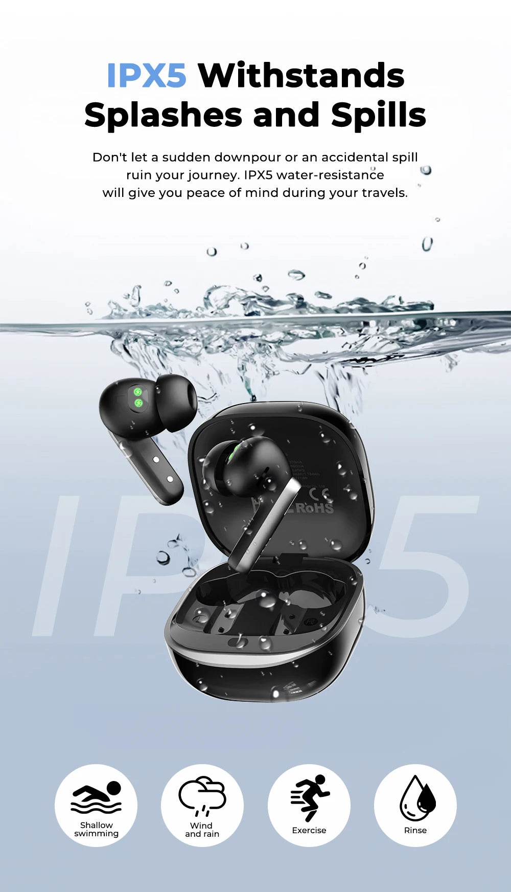 HTC NE46 TWS Earbuds BT 6.0 Heart Rate Monitoring Earbuds